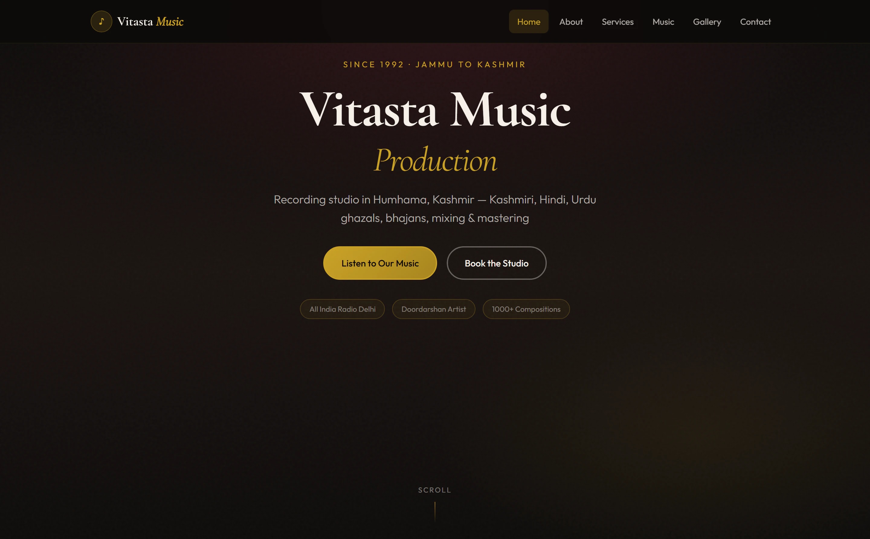 Vitasta Music Production website